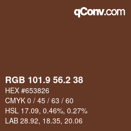 Color code: RGB 101.9 56.2 38 | qconv.com