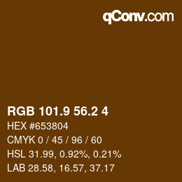 Color code: RGB 101.9 56.2 4 | qconv.com