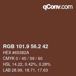 Color code: RGB 101.9 56.2 42 | qconv.com
