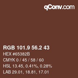 Color code: RGB 101.9 56.2 43 | qconv.com