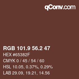 Color code: RGB 101.9 56.2 47 | qconv.com