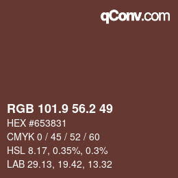 カラーコード: RGB 101.9 56.2 49 | qconv.com