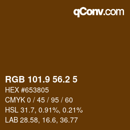 Color code: RGB 101.9 56.2 5 | qconv.com