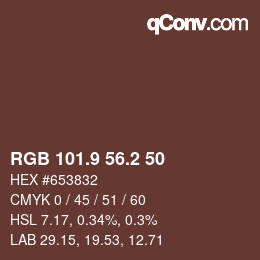 カラーコード: RGB 101.9 56.2 50 | qconv.com