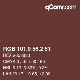 カラーコード: RGB 101.9 56.2 51 | qconv.com