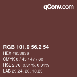 カラーコード: RGB 101.9 56.2 54 | qconv.com