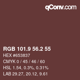 カラーコード: RGB 101.9 56.2 55 | qconv.com