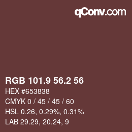 カラーコード: RGB 101.9 56.2 56 | qconv.com