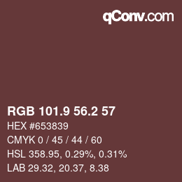 Color code: RGB 101.9 56.2 57 | qconv.com