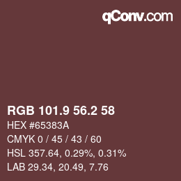Color code: RGB 101.9 56.2 58 | qconv.com