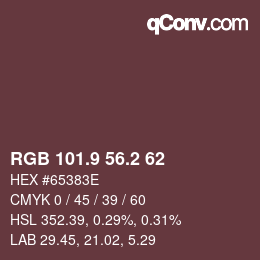 Código de color: RGB 101.9 56.2 62 | qconv.com