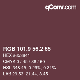 Color code: RGB 101.9 56.2 65 | qconv.com