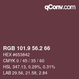 カラーコード: RGB 101.9 56.2 66 | qconv.com