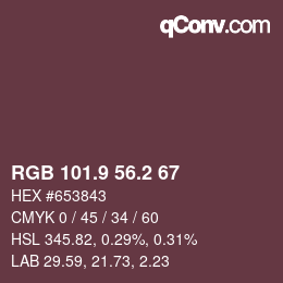 Color code: RGB 101.9 56.2 67 | qconv.com