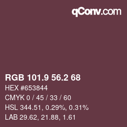 カラーコード: RGB 101.9 56.2 68 | qconv.com
