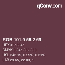 カラーコード: RGB 101.9 56.2 69 | qconv.com