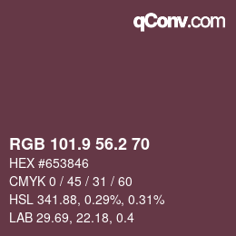 カラーコード: RGB 101.9 56.2 70 | qconv.com