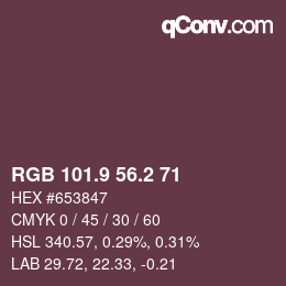 カラーコード: RGB 101.9 56.2 71 | qconv.com