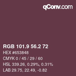 Color code: RGB 101.9 56.2 72 | qconv.com