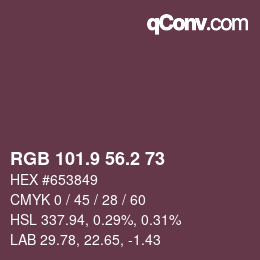 Color code: RGB 101.9 56.2 73 | qconv.com