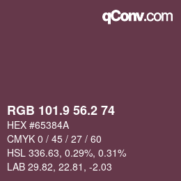 Color code: RGB 101.9 56.2 74 | qconv.com