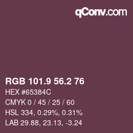カラーコード: RGB 101.9 56.2 76 | qconv.com