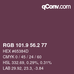 カラーコード: RGB 101.9 56.2 77 | qconv.com