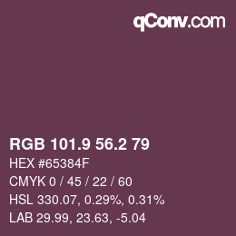 Color code: RGB 101.9 56.2 79 | qconv.com