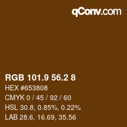 カラーコード: RGB 101.9 56.2 8 | qconv.com