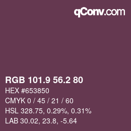 カラーコード: RGB 101.9 56.2 80 | qconv.com