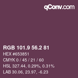 カラーコード: RGB 101.9 56.2 81 | qconv.com