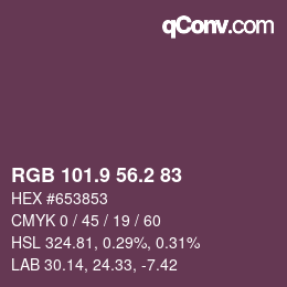 カラーコード: RGB 101.9 56.2 83 | qconv.com