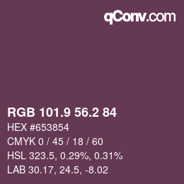 Color code: RGB 101.9 56.2 84 | qconv.com