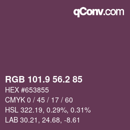 カラーコード: RGB 101.9 56.2 85 | qconv.com