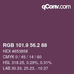 Color code: RGB 101.9 56.2 88 | qconv.com