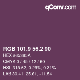 カラーコード: RGB 101.9 56.2 90 | qconv.com
