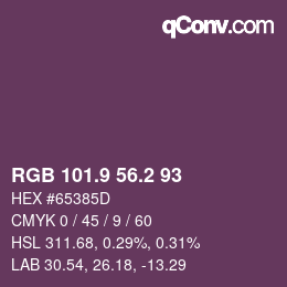 Color code: RGB 101.9 56.2 93 | qconv.com