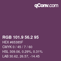 カラーコード: RGB 101.9 56.2 95 | qconv.com