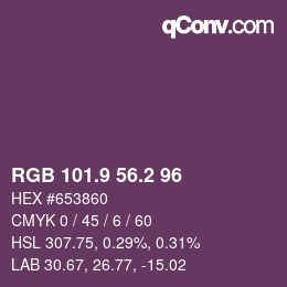 カラーコード: RGB 101.9 56.2 96 | qconv.com
