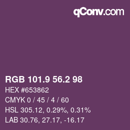 Color code: RGB 101.9 56.2 98 | qconv.com