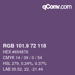 カラーコード: RGB 101.9 72 118 | qconv.com