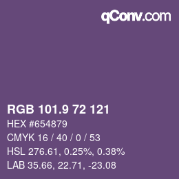 Color code: RGB 101.9 72 121 | qconv.com