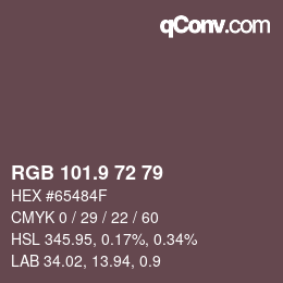 Color code: RGB 101.9 72 79 | qconv.com