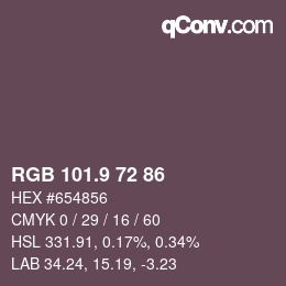 Color code: RGB 101.9 72 86 | qconv.com