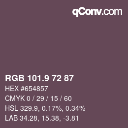 カラーコード: RGB 101.9 72 87 | qconv.com