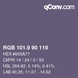 カラーコード: RGB 101.9 90 119 | qconv.com