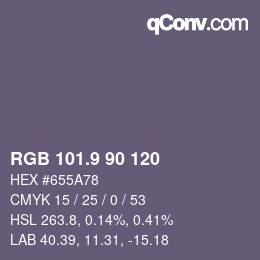 カラーコード: RGB 101.9 90 120 | qconv.com