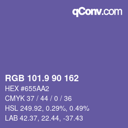 カラーコード: RGB 101.9 90 162 | qconv.com