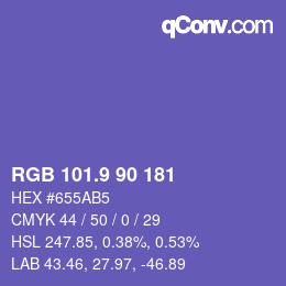 カラーコード: RGB 101.9 90 181 | qconv.com