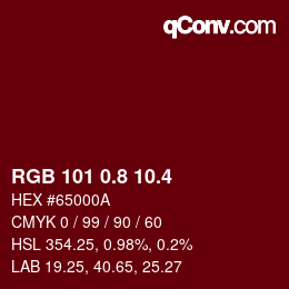 カラーコード: RGB 101 0.8 10.4 | qconv.com